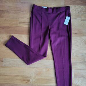 Style & Co Women's Legging M Scarlet Wine Ponte Mid Rise Comfort Waist Stretch